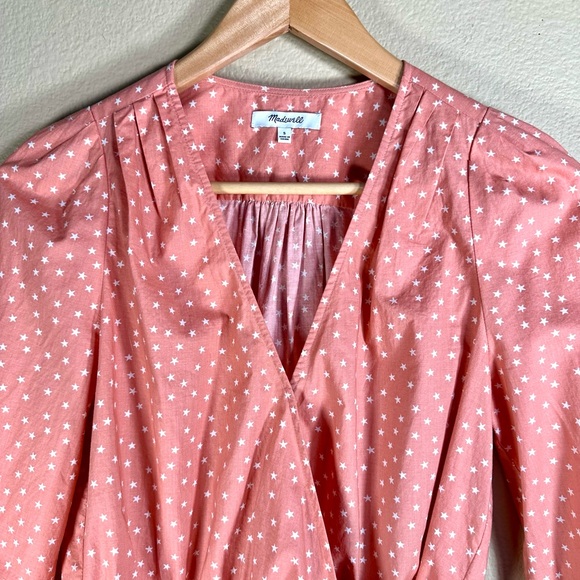 Madewell Wrap Top Peach Star Print - Picture 3 of 5